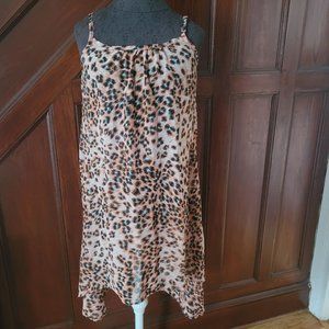 Leopard Print Spaghetti Strap Sleeveless Dress By Eslie Paradise Small